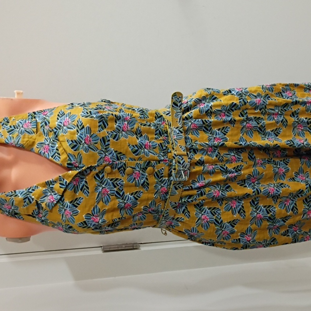 Modcloth Mustard Floral Jumpsuit